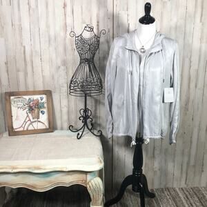 Athleta Luminous Anorak Jacket in Shimmering Silver Size Medium NWT